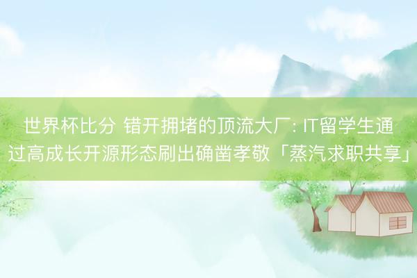 世界杯比分 错开拥堵的顶流大厂: IT留学生通过高成长开源形态刷出确凿孝敬「蒸汽求职共享」